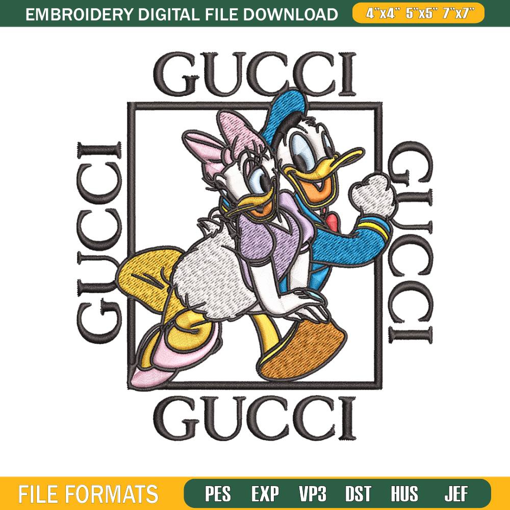 Daisy And Donald Duck Gucci Embroidery design, Disney Embroidery, cartoon design, Embroidery File, Digital download. 1.jpg