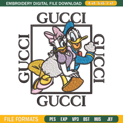 daisy and donald duck gucci embroidery design, disney embroidery, cartoon design, embroidery file 11395