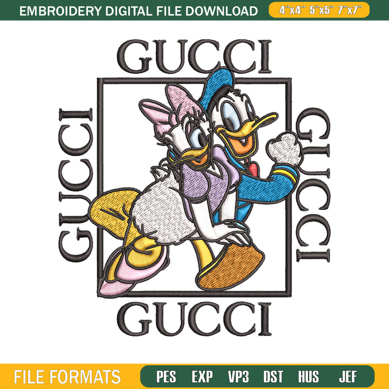 Daisy And Donald Duck Gucci Embroidery design, Disney Embroidery, cartoon design, Embroidery File, Digital download. 1.jpg
