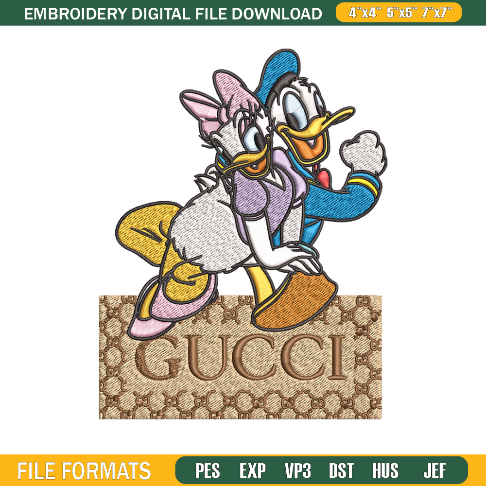 Daisy And Donald Duck Gucci Embroidery design, Disney Embroidery, cartoon design, Embroidery File, Instant download. 1.jpg
