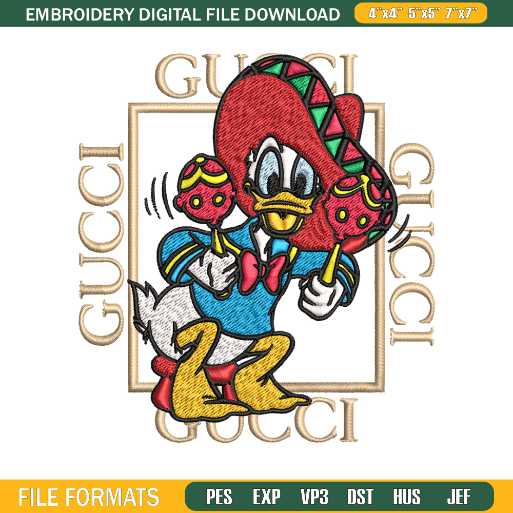 Daisy Donald Duck Gucci Embroidery design, Disney cartoon Embroidery, cartoon design, Embroidery File, Instant download. 1.jpg