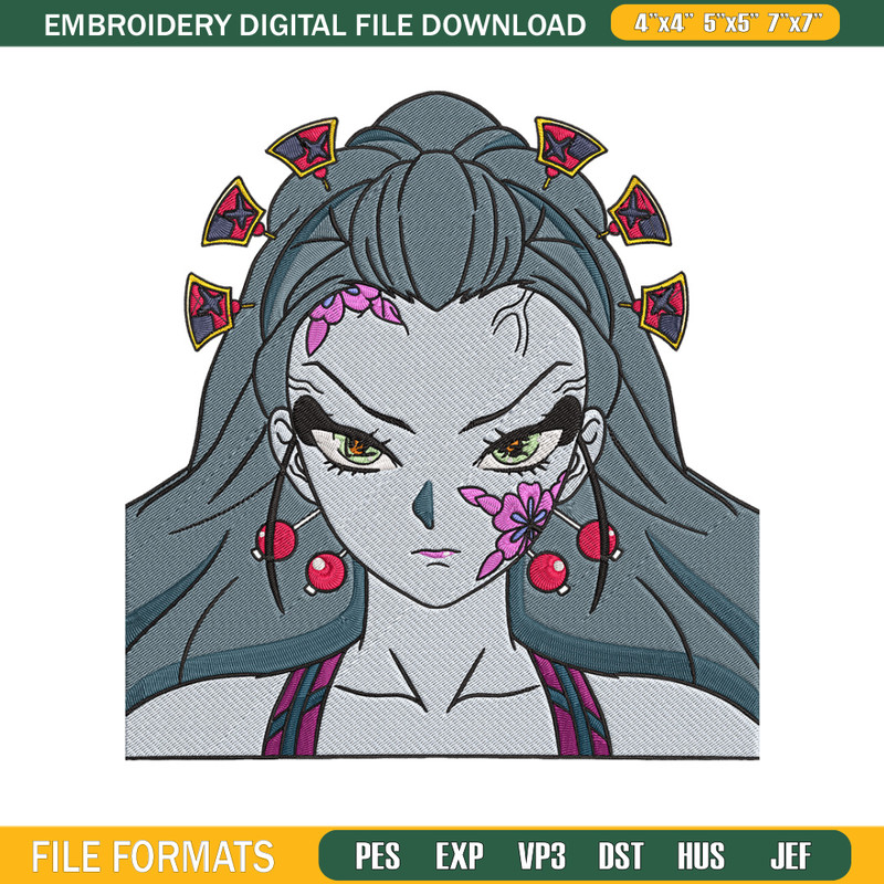 Daki face Embroidery Design, Demon slayer Embroidery, Embroidery File, Anime Embroidery, Anime shirt, Digital download.jpg