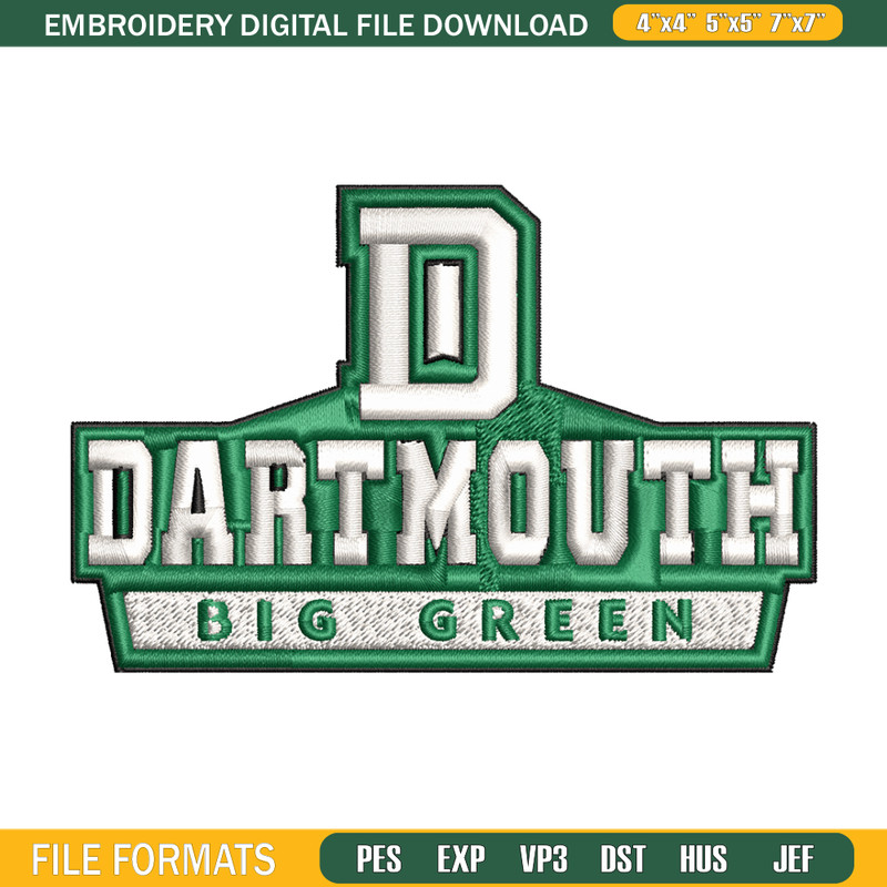 Dartmouth Big Green embroidery design, Dartmouth Big Green Lions embroidery, Sport embroidery, NCAA embroidery..jpg