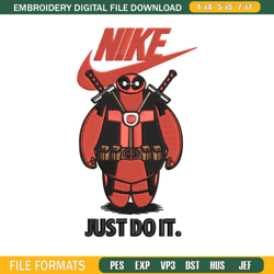 deadpool funny nike embroidery design, deadpool funny embroidery, nike design, embroidery file, inst1462