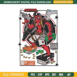 deadpool poster embroidery design, deadpool embroidery, embroidery file, anime embroidery, anime shi1467