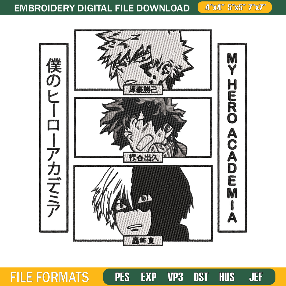 Deku friends Embroidery Design, Mha Embroidery, Embroidery File, Anime Embroidery, Anime shirt, Digital download..jpg