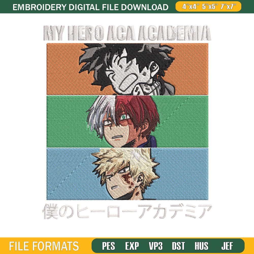 Deku friends Embroidery Design, Mha Embroidery, Embroidery File, Anime Embroidery, Anime shirt, Digital download.jpg