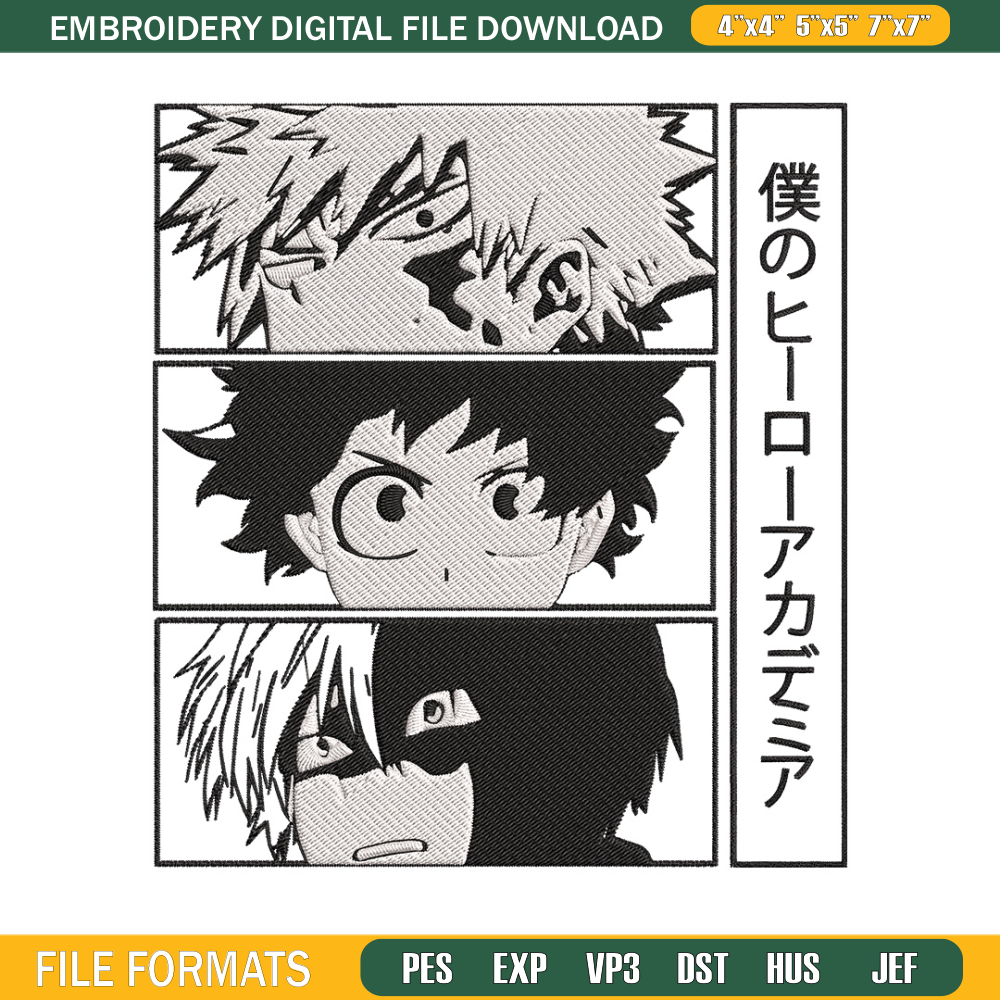 Deku friends Embroidery Design, Mha Embroidery, Embroidery File, Anime Embroidery, Anime shirt,Digital download..jpg