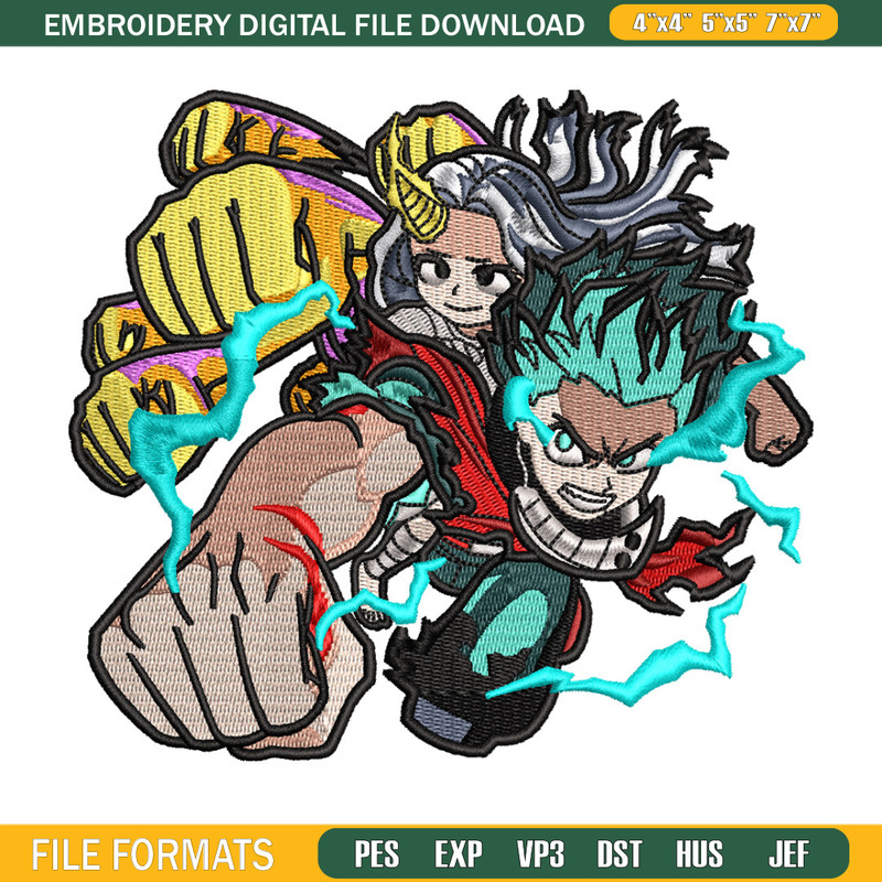 Deku punch embroidery design, Mha embroidery, Anime design, Embroidery shirt, Embroidery file, Digital download.jpg