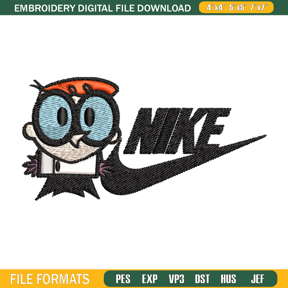 Dexter cartoon Nike Embroidery design, Dexter cartoon Embroidery, Nike design, Embroidery file, Instant download. 1.jpg