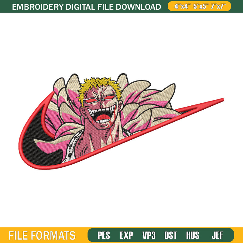 Doffy x nike embroidery design, One piece embroidery, Nike design, Embroidery shirt, Embroidery file, Digital download.jpg