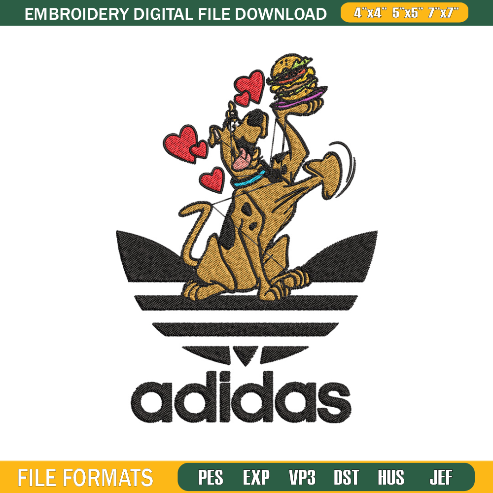 Dog love adidas Embroidery Design, Adidas Embroidery, Embroidery File, Brand Embroidery, Logo shirt, Digital download.jpg