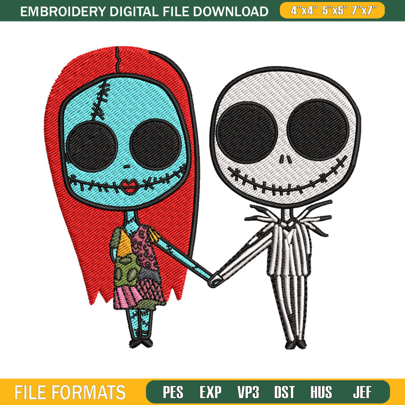 Doll couple embroidery design, Skeleton embroidery, Embroidery file, Embroidery shirt, Emb design, Digital download.jpg