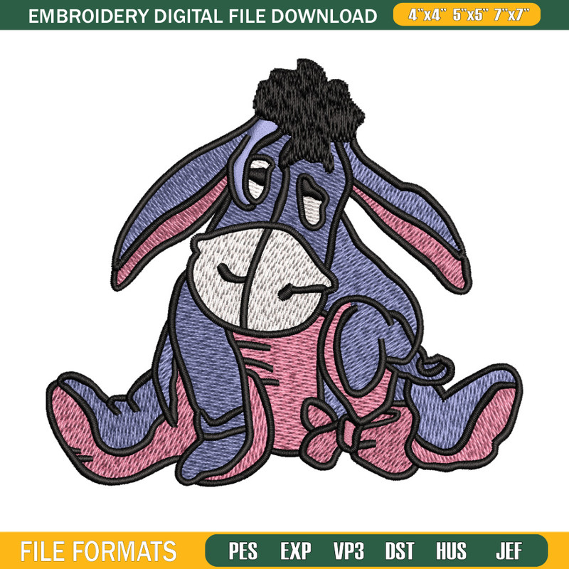 Donky embroidery design, Pooh disney embroidery, Embroidery file, Embroidery shirt, Emb design, Digital download.jpg