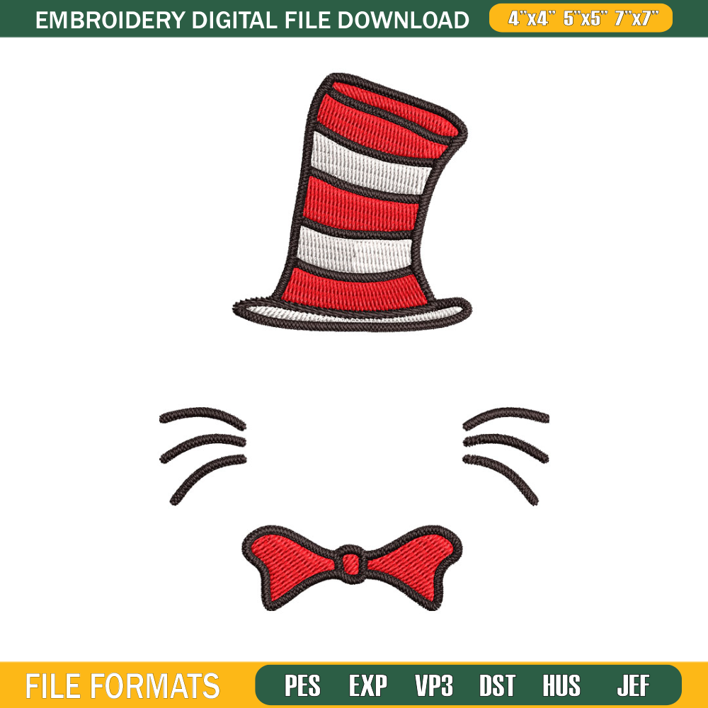 Dr Seuss Hat Embroidery Design, Dr seuss Embroidery, Embroidery File, logo shirt, Embroidery design, Digital download.jpg