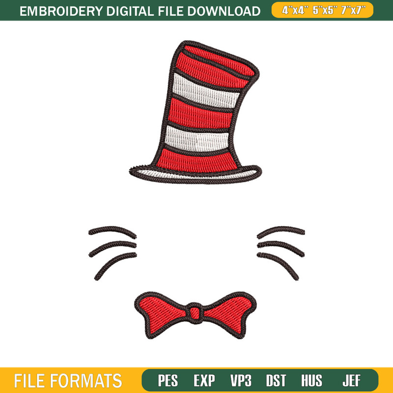 Dr Seuss Hat Embroidery Design, Dr seuss Embroidery, Embroidery File, logo shirt, Embroidery design, Digital download.jpg