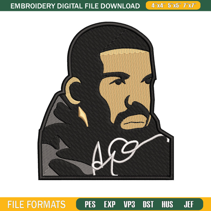 Drake man embroidery design, Drake embroidery, Embroidery file, Embroidery shirt, Emb design,Digital download.jpg