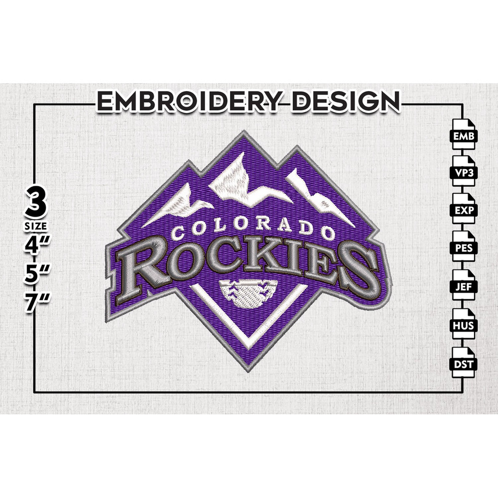 Colorado Rockies MLB Logo Embroidery Files, MLB Colorado Rockies Team Embroidery, MLB Teams, 3 sizes, MLB Machine embroidery designs, Digital Download.png