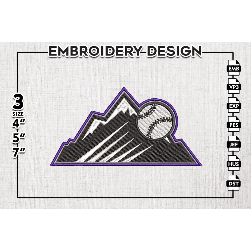 Colorado Rockies Team Logo Embroidery Files, MLB Colorado Rockies Team Embroidery, MLB Teams, 3 sizes, MLB Machine embroidery designs, Digital Download.png