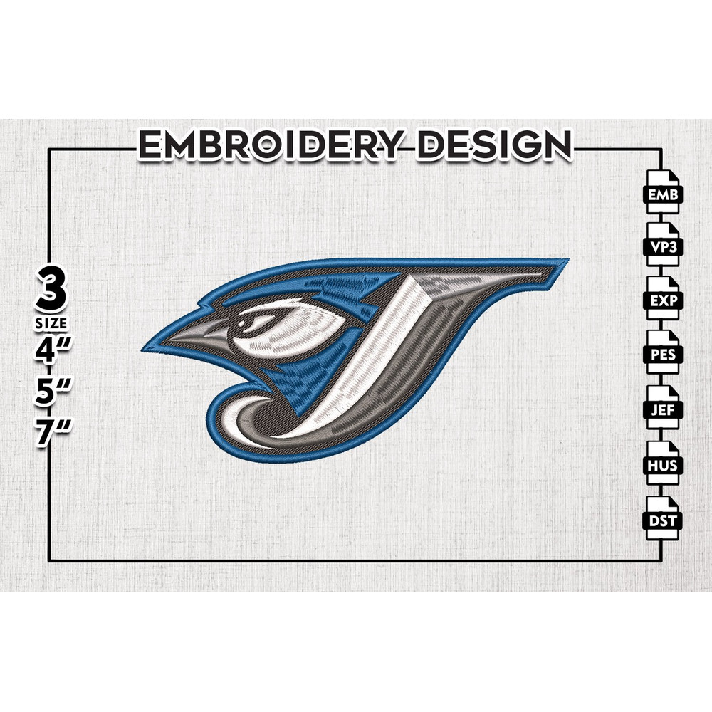 MLB Blue Jays Head Mascot Logo Emb Files, MLB Toronto Blue Jays Team Embroidery, MLB Teams, 3 sizes, MLB Machine embroidery designs, Digital Download.png