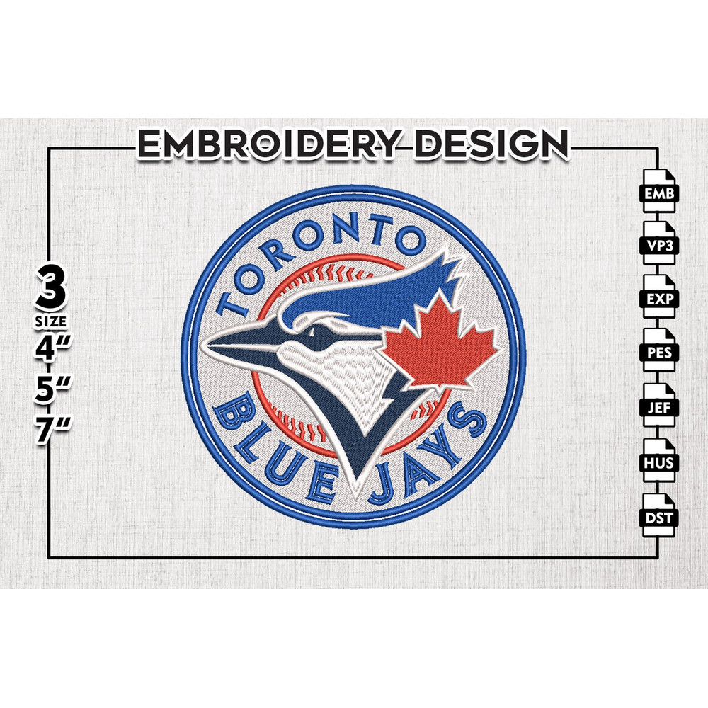 MLB Blue Jays Mascot Round Logo Emb Files, MLB Toronto Blue Jays Team Embroidery, MLB Teams, 3 sizes, MLB Machine embroidery designs, Digital Download.png