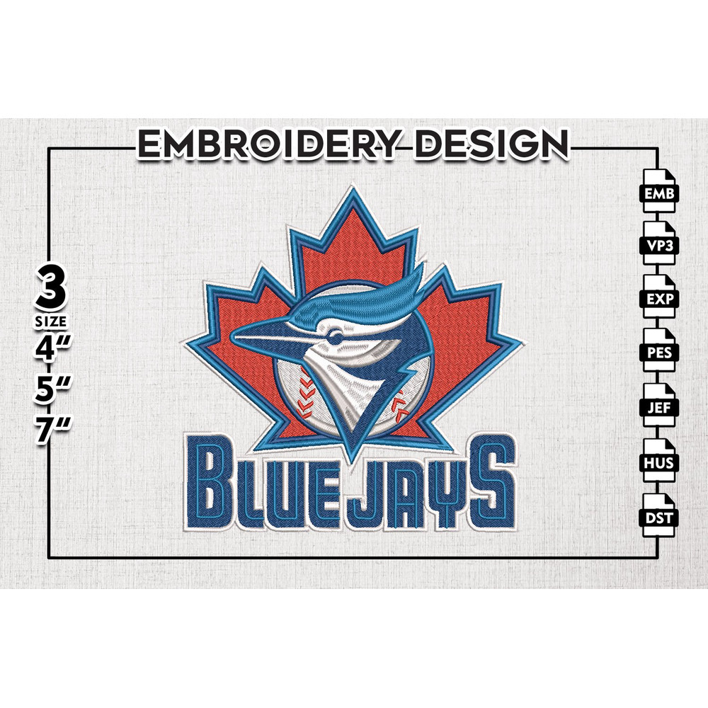 MLB Blue Jays Mascot Writing Logo Emb Files, MLB Toronto Blue Jays Team Embroidery, MLB Teams, 3 sizes, MLB Machine embroidery designs, Digital Download.png