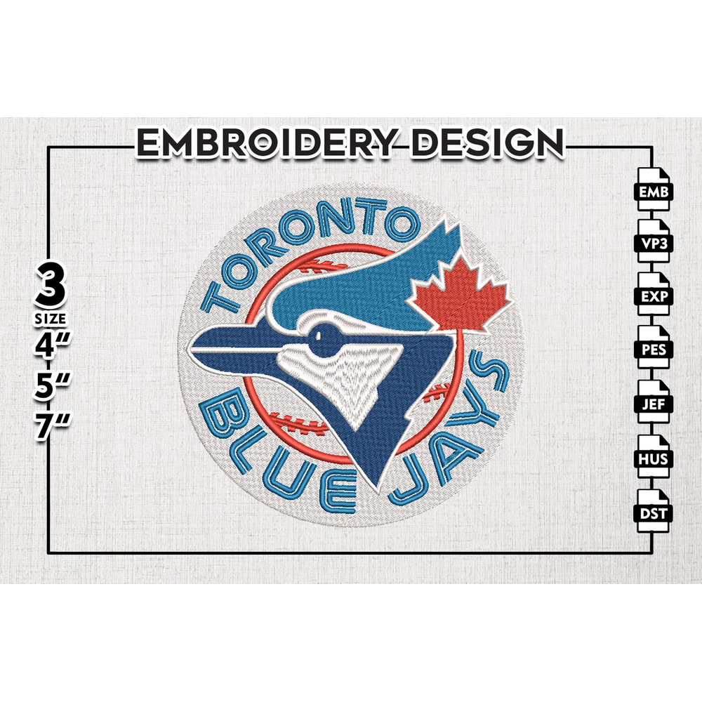 MLB Toronto Blue Jays Mascot Round Logo Emb Files, MLB Toronto Blue Jays Team Embroidery, MLB Teams, 3 sizes, MLB Machine embroidery designs, Digital Download.p