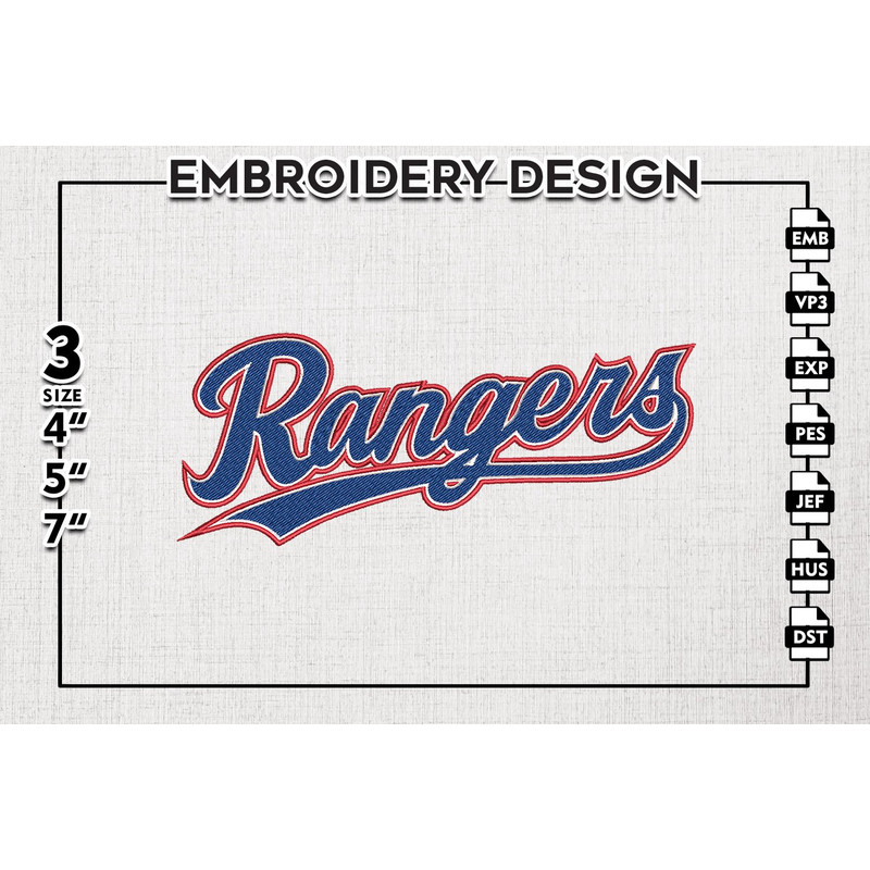 Rangers MLB Word Logo Emb Files, MLB Texas Rangers Team Embroidery, MLB Teams, 3 sizes, MLB Machine embroidery designs, Digital Download.png
