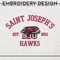 Saint Josephs Hawks Est Logo Embroidery Designs, NCAA Saint Josephs Hawks Team Embroidery, NCAA Team Logo, 3 sizes, Machine embroidery Files, Digital Download.p