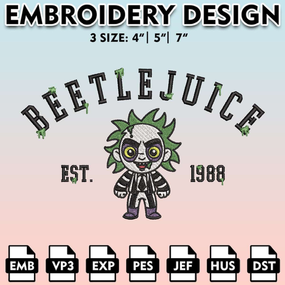 EBM11062024A41-Beetlejuice Est Embroidery Designs, Scary Friends Embroidery Files, Halloween Horror Character, Embroidery Pattern.jpg