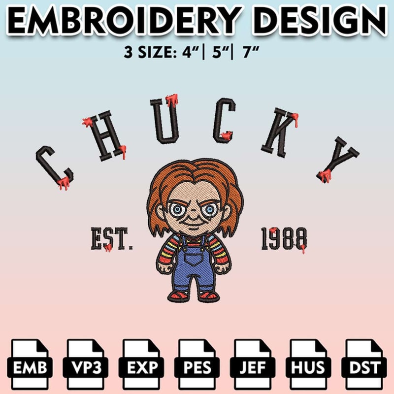 EBM11062024A83-Chucky Est Embroidery Designs, Scary Friends Embroidery Files, Halloween Horror Character, Embroidery Pattern.jpg