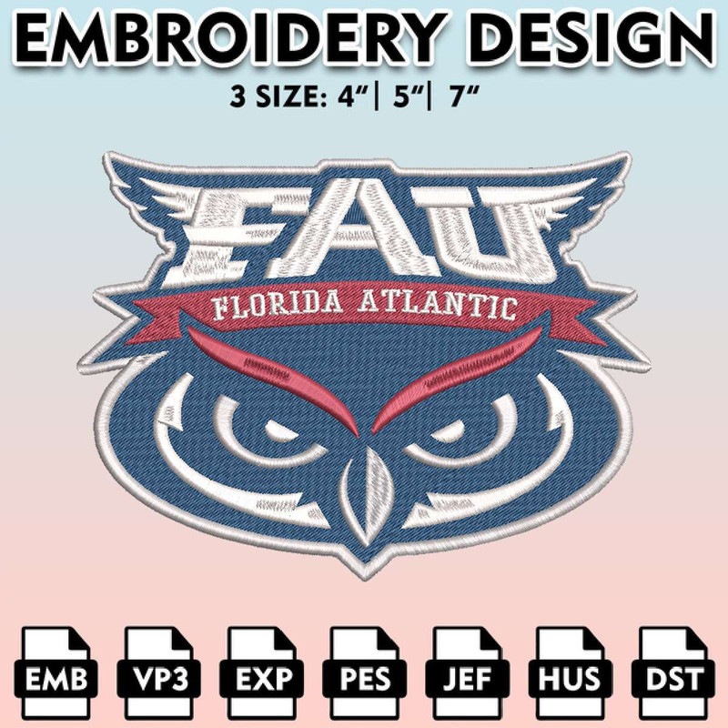 EBM11062024A141-Florida Atlantic Owls Embroidery Files, Embroidery Designs, NCAA Embroidery Files, Digital Download.jpg