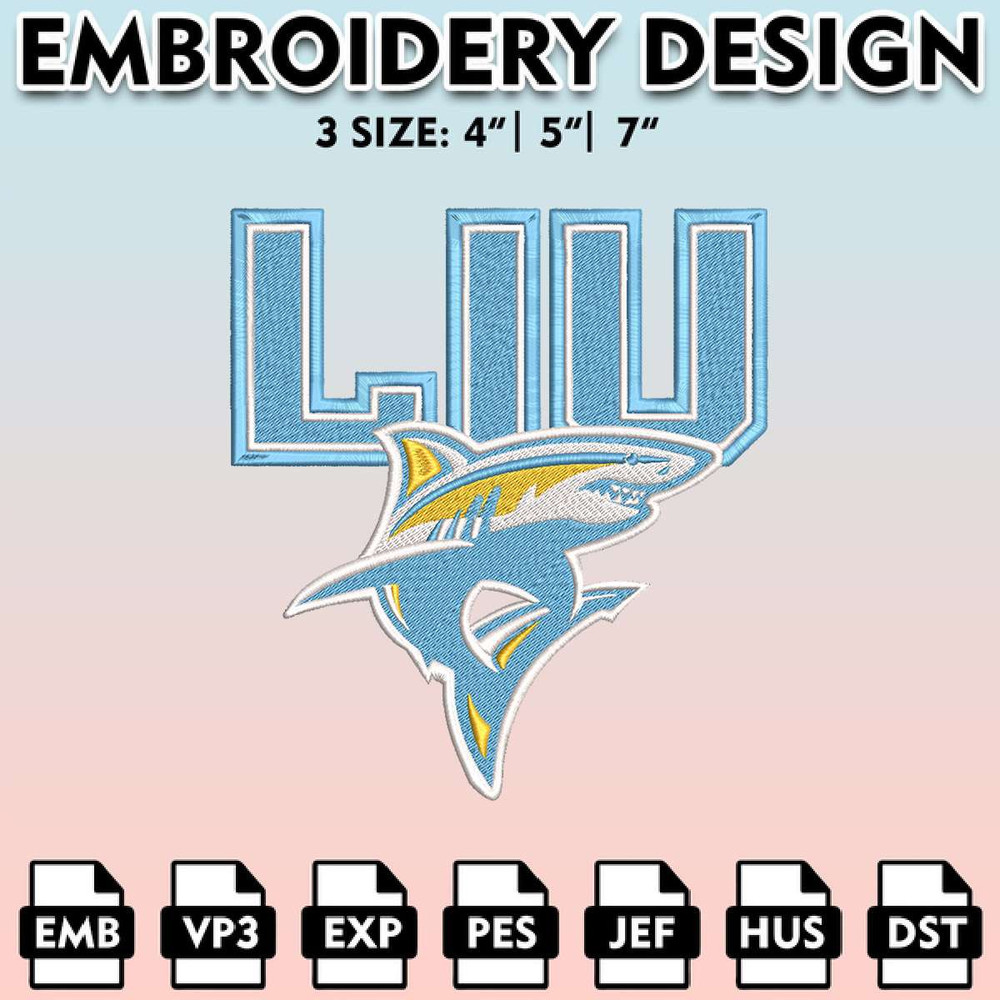EBM11062024A216-Long Island University Sharks Embroidery Files, Embroidery Designs, NCAA Embroidery Files, Digital Download.....jpg