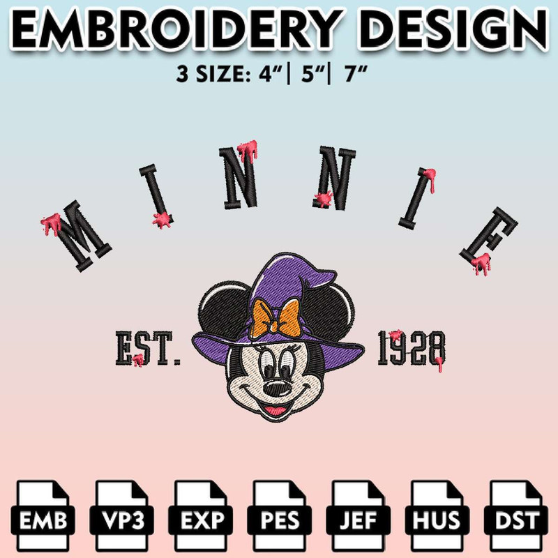 EBM11062024A298-Minnie Est Embroidery Designs, Disney Halloween Embroidery Files, Halloween Horror Character, Embroidery Pattern.jpg