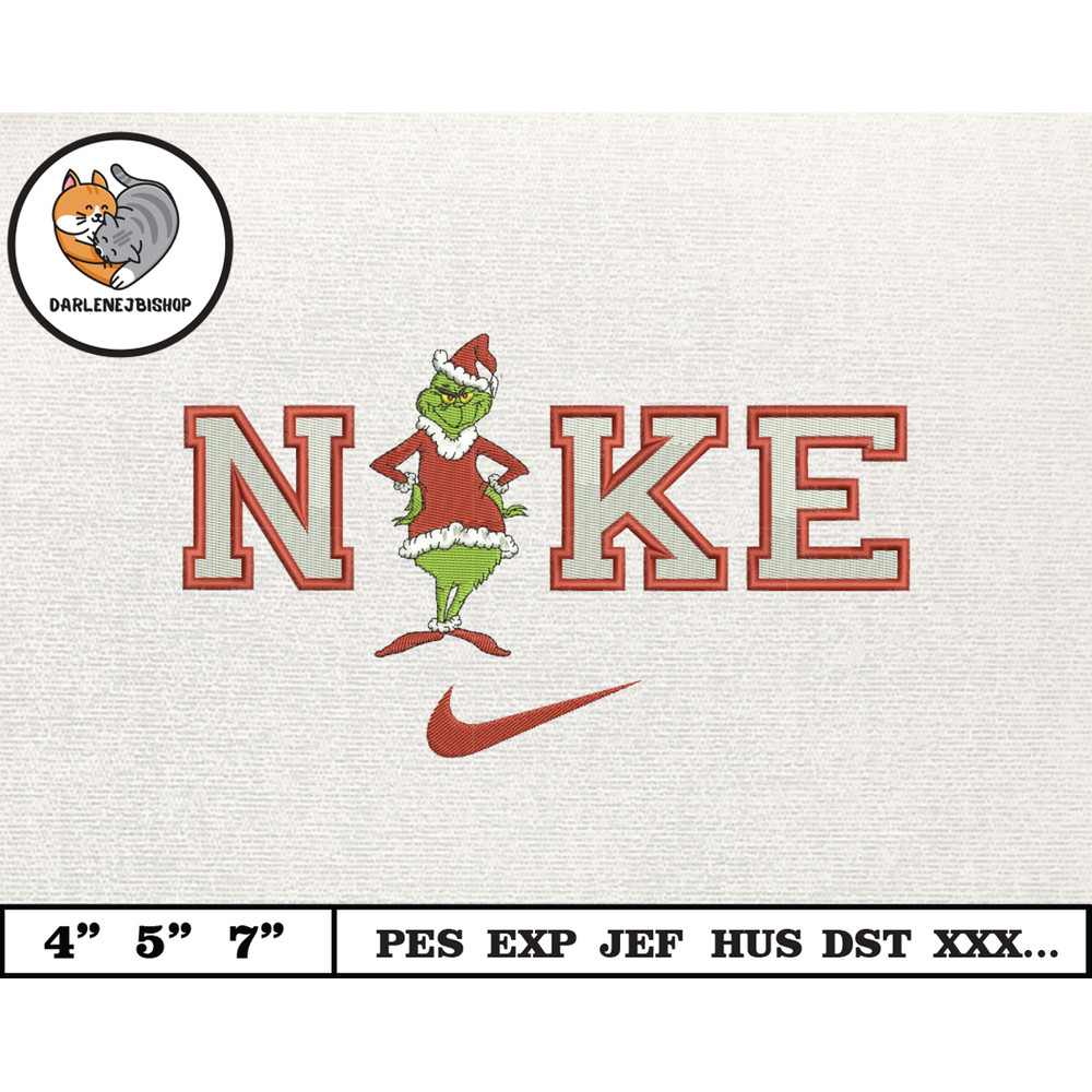 NIKE Christmas Embroidery Design, Christmas Grinch Embroidery Design, NIKE Embroidery Design, Instant Download 3.jpg