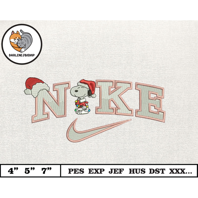 NIKE Christmas Embroidery Design, Christmas Snoopy Dog Embroidery Design, NIKE Embroidery Design, Instant Download 1.jpg