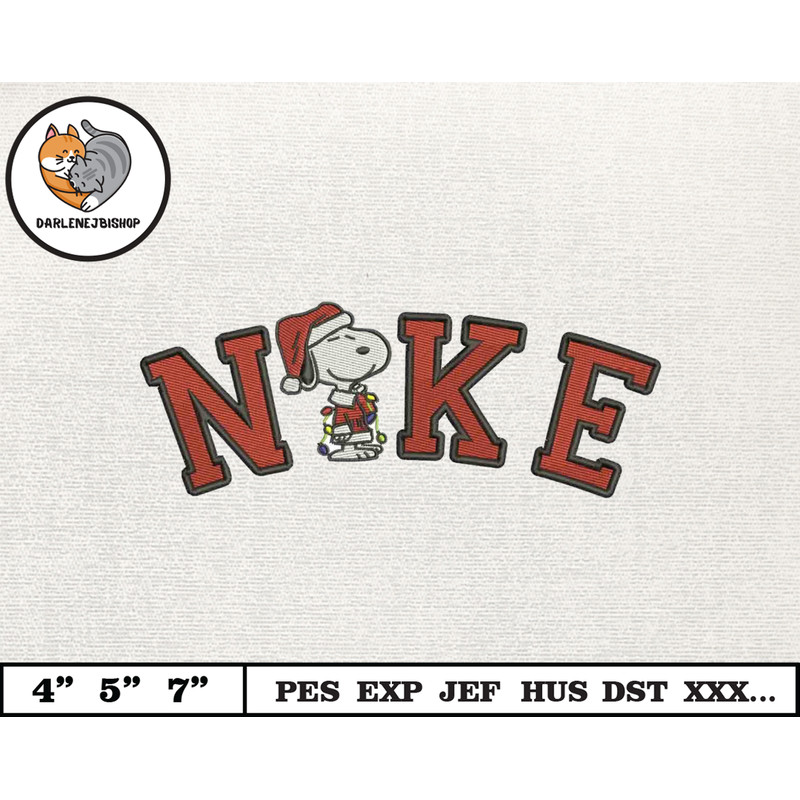 NIKE Christmas Embroidery Design, Christmas Snoopy Dog Embroidery Design, NIKE Embroidery Design, Instant Download.jpg