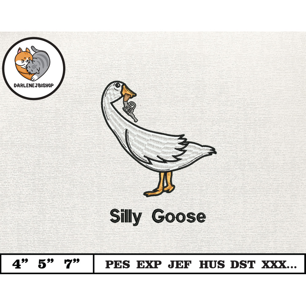 Silly Goose Embroidery Design, Animal Embroidery Design, Silly Goose Design, Goose Goose Silly, Instant Download, 5.jpg