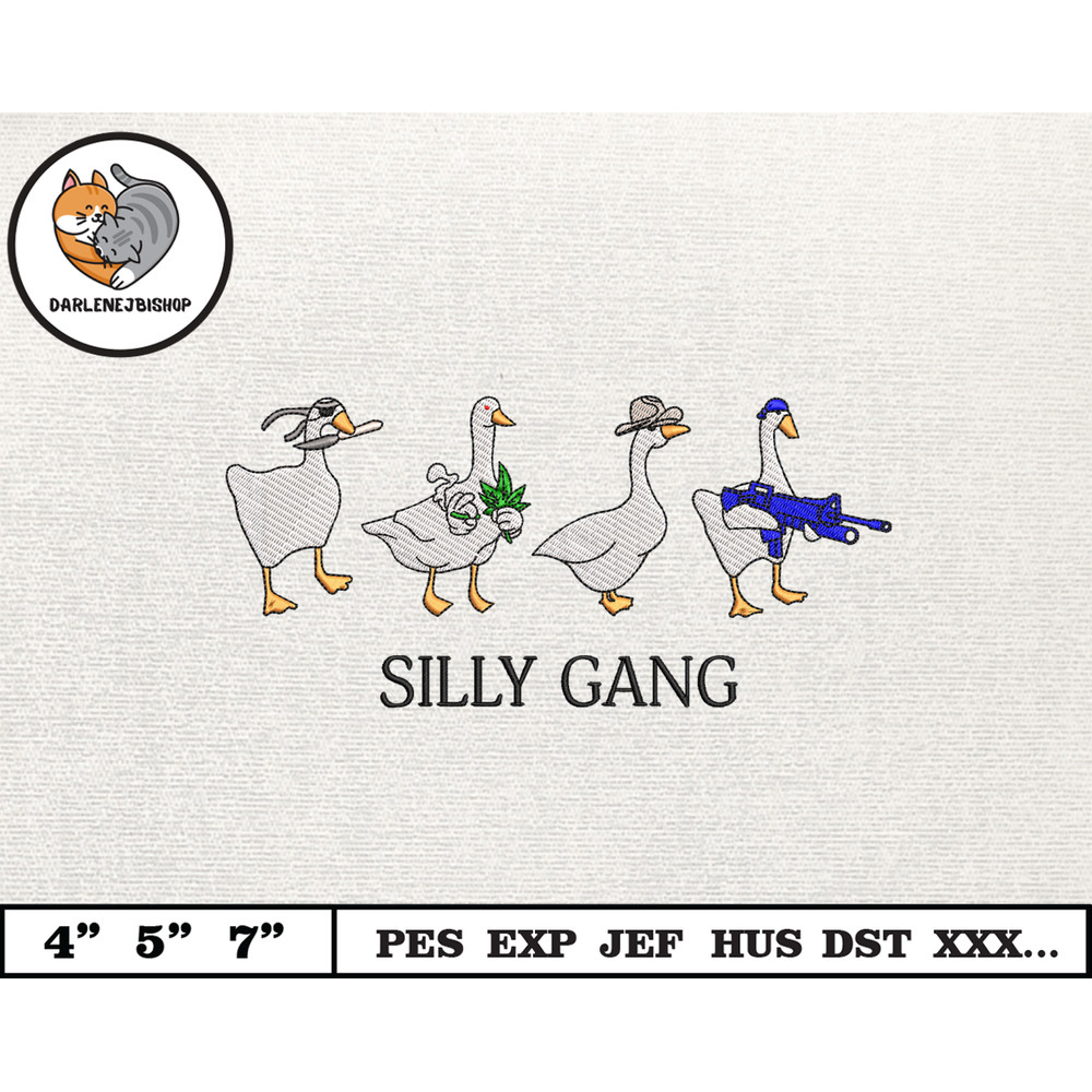 Silly Goose Embroidery Design, Animal Embroidery Design, Silly Goose Design, Goose Goose Silly, Instant Download, 8.jpg