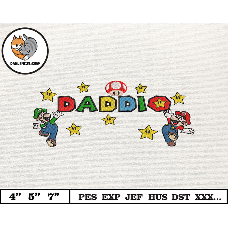 SuperDaddio Mario Embroidery Design, Father's Day Embroidery Design, Happy Father Day Embroidery File, Instant Download 8.jpg