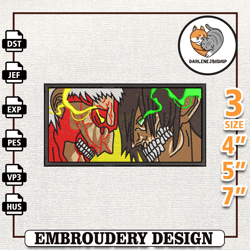 aot anime design, anime embroidery design, anime machine embroidery design, gift for anime fan,embroidery design