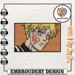 armin anime design, anime embroidery design, anime machine embroidery design, gift for anime fan,embroidery design