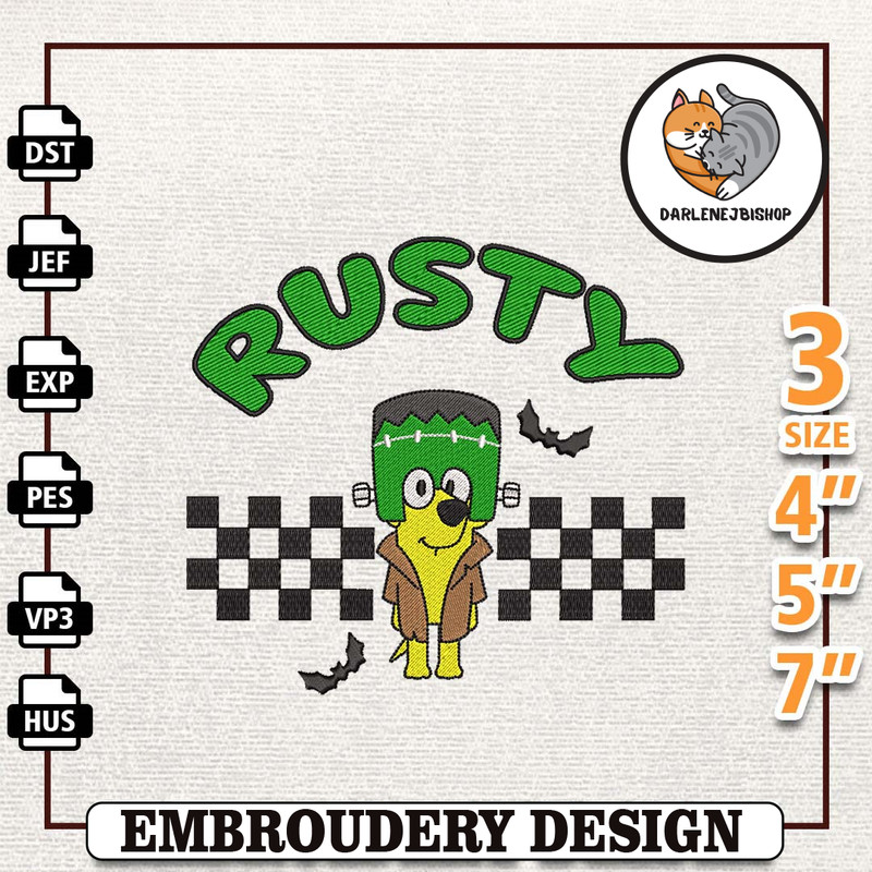 Bluey Dog EST 2018 Halloween Embroidery Design, Happy Haloween Embroidery File, Bluey Dog Cartoon Embroidery Design, Hal 1.jpg