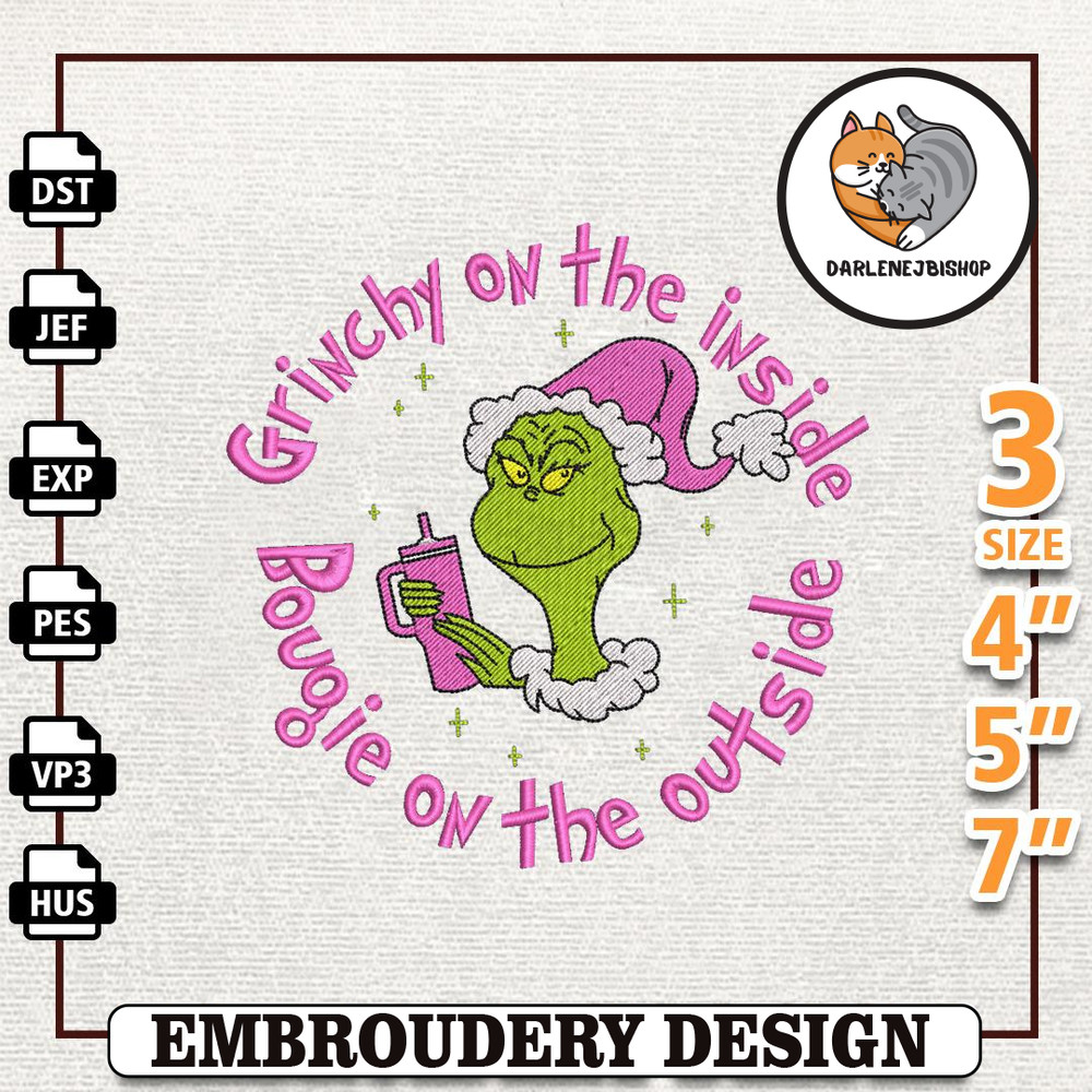 Boojee Greenchmas Embroidery Machine Design, Bougie On The Outside Embroidery Design, Instant Download.jpg