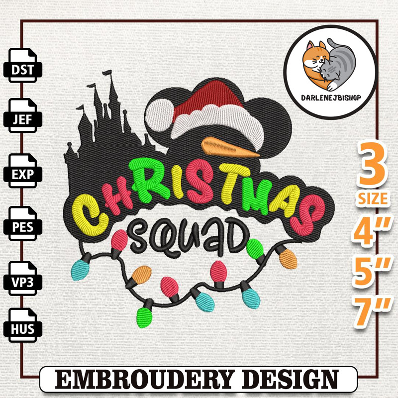 Cartoon Mouse Christmas Squad Embroidery Machine File, Cartoon Movie Embroidery File, Instant Download.jpg