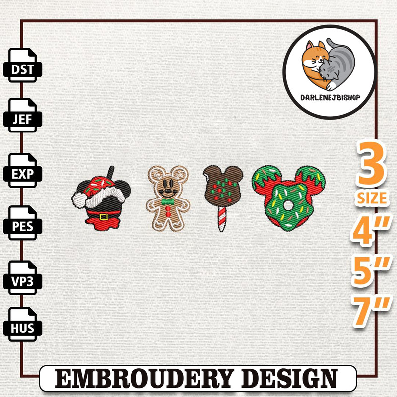 Cartoon Mouse Cookie Xmas Embroidery Machine File, Christmas Cartoon Mouse Embroidery File, Instant Download.jpg