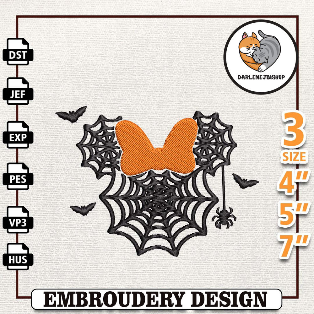 Cartoon Mouse Spider Web Embroidery Design, Happy Halloween Embroidery Design, Fall Season Ghost Embroidery File, Creepy.jpg