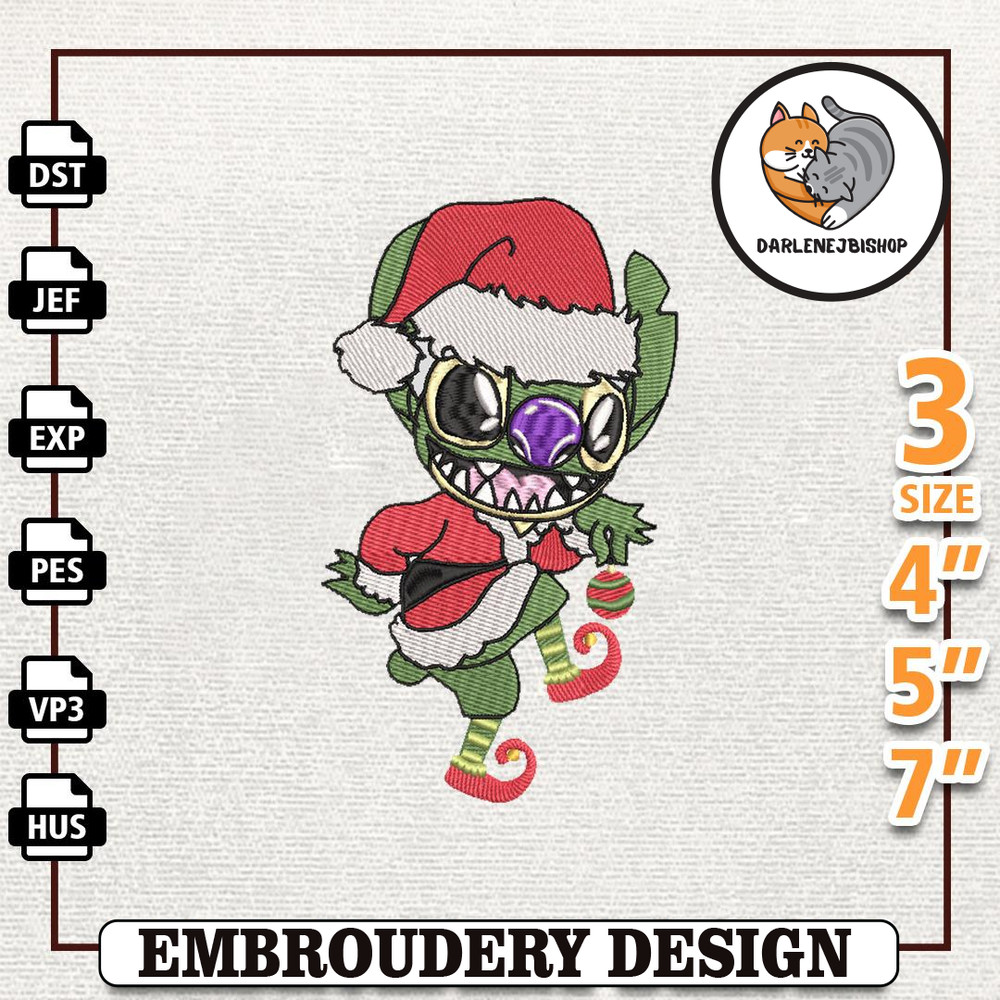 Christmas Blue Alien Embroidery Machine Design, Reindeer Monster Embroidery Machine Design, Instant Download.jpg