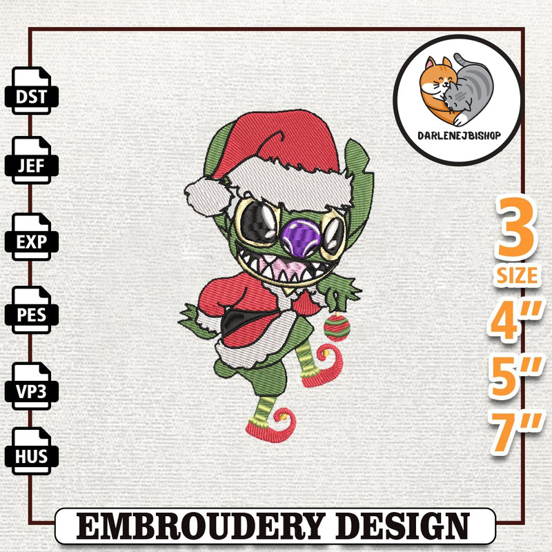 Christmas Blue Alien Embroidery Machine Design, Reindeer Monster Embroidery Machine Design, Instant Download.jpg