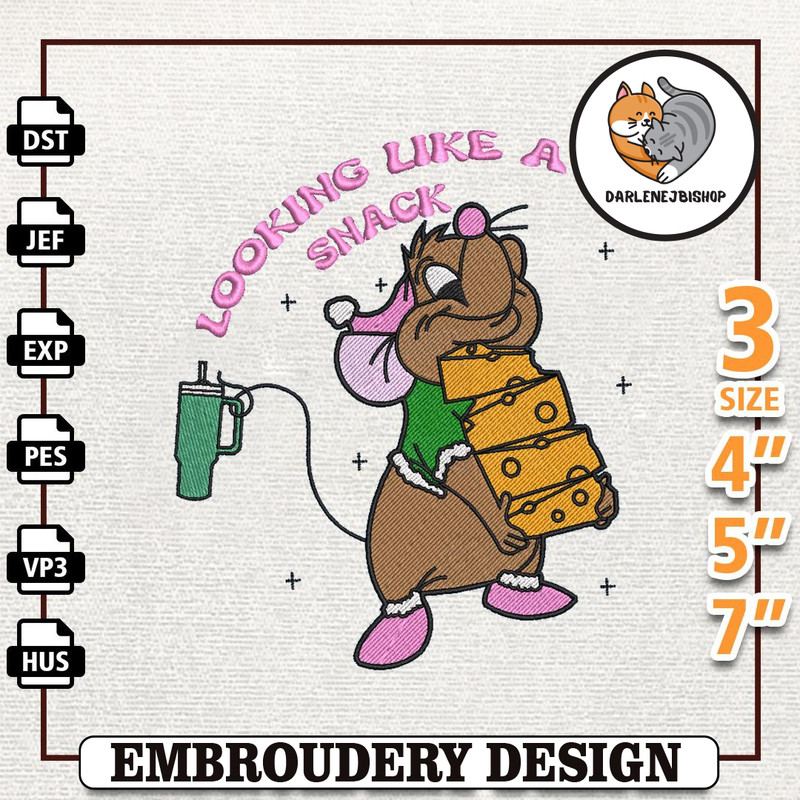 Christmas Bougi Mouse Embroidery File, Retro Pink Christmas Bougi Mouse Embroidery Design, Instant Download.jpg